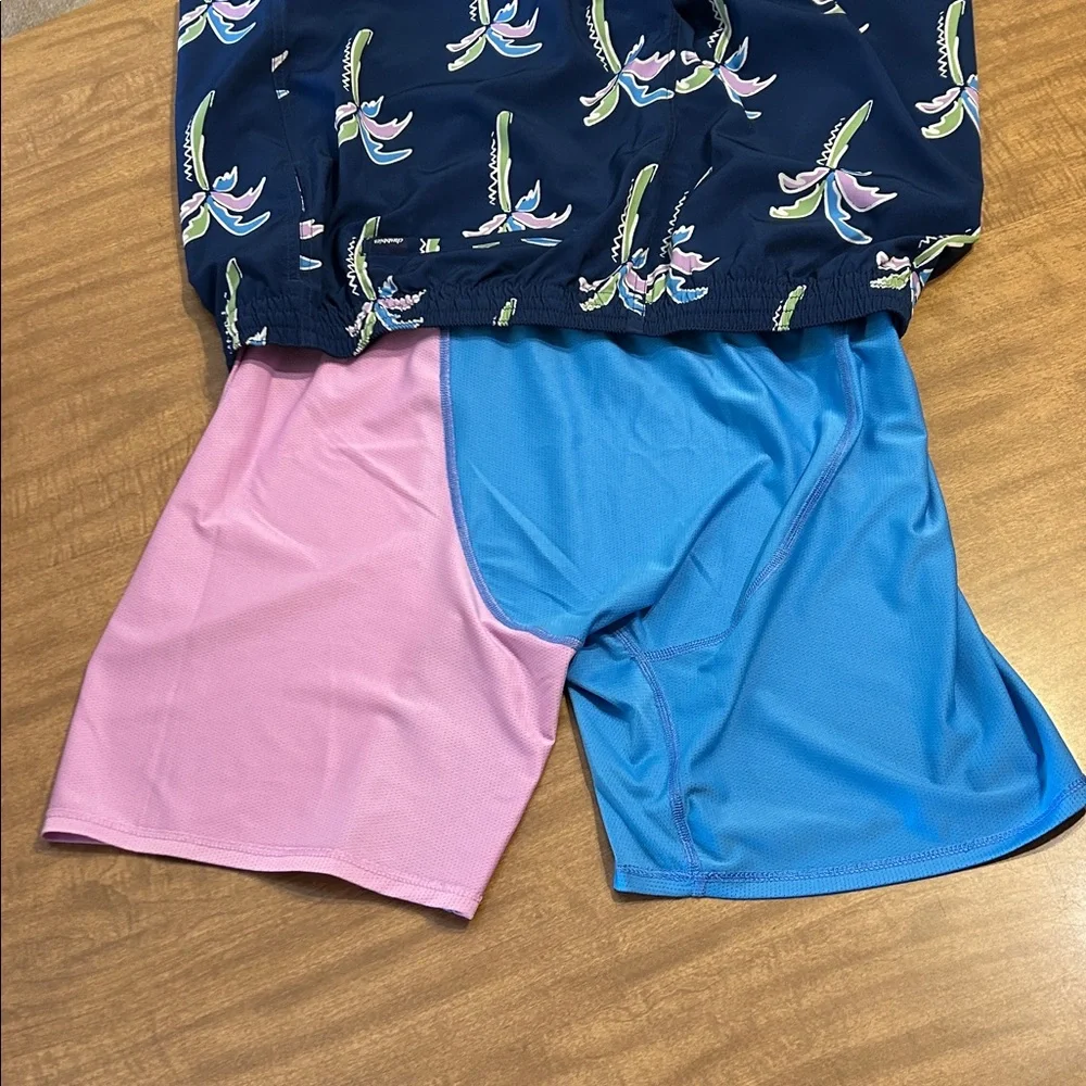 Chubbies Men’s Navy Palm Tree Swim Trunks – Tropical Print Compression XXL FF